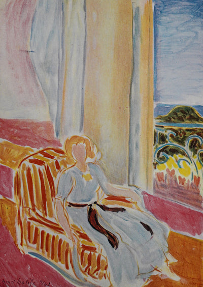 Jeune Fille Devant la Fenetre, Robe Blanche et Ceinture Noire by Henri Matisse 1943