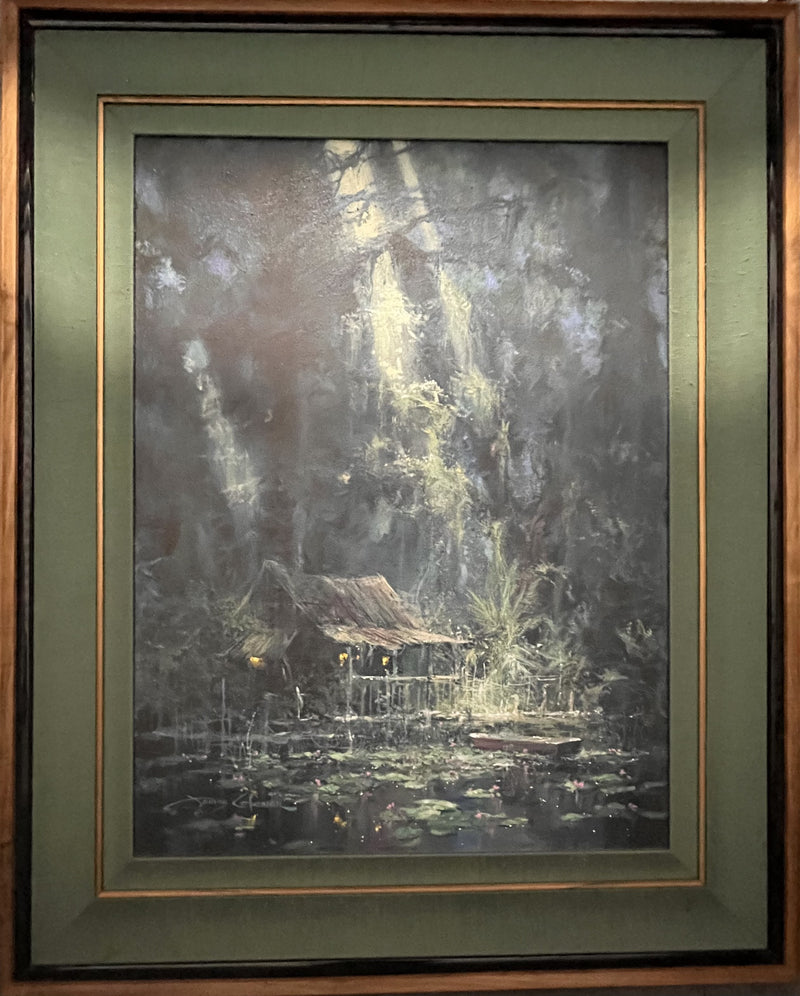 James Coleman -Spanish Moss in Stream Light Framed Painting Oil on Canvas