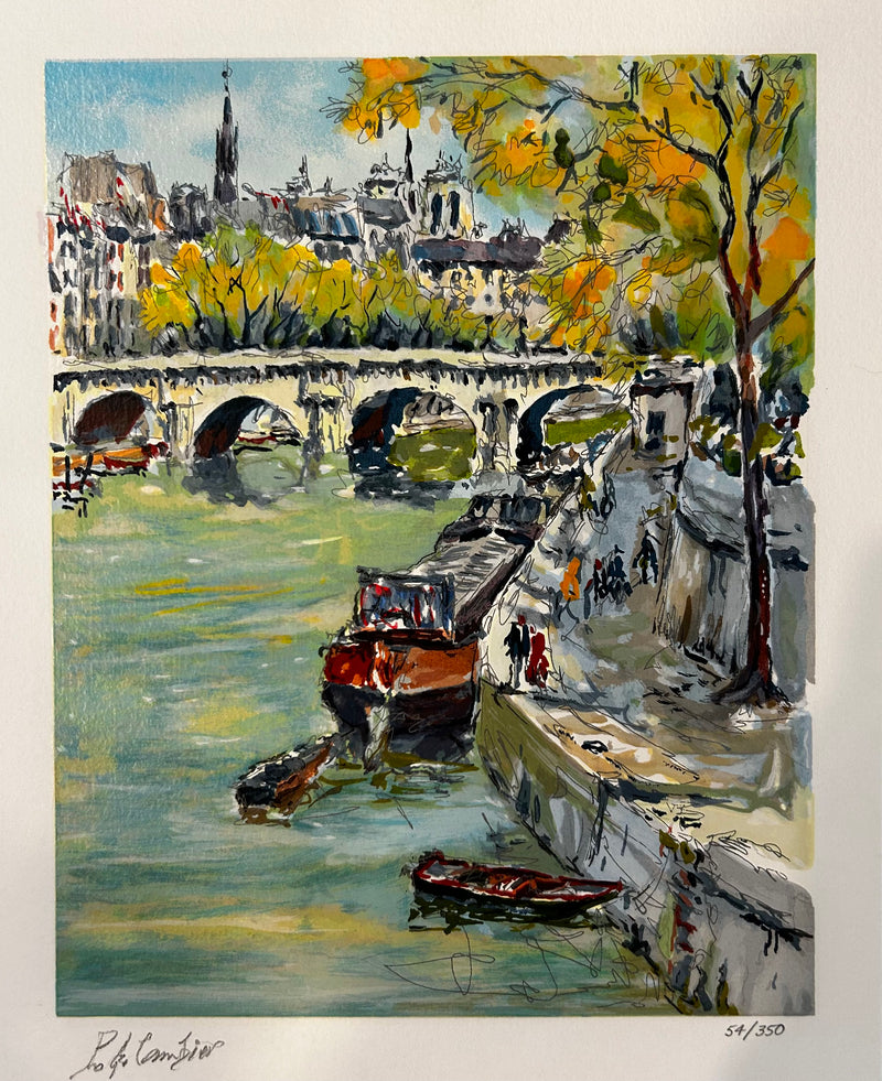 Paris Le Pont Neuf II Pierre Eugene Cambier Serigraph