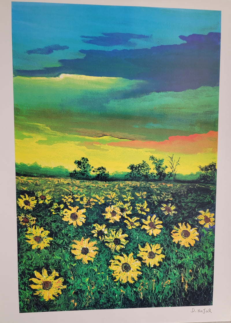 Sunflowers at Dusk David Najar Seriolithograph