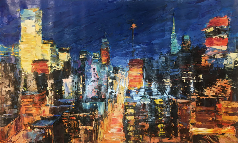 City Edge by Elena Bond UNFRAMED Mixed Media