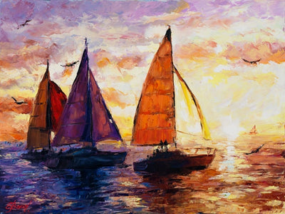 Sailing Sunset by Elena Bond