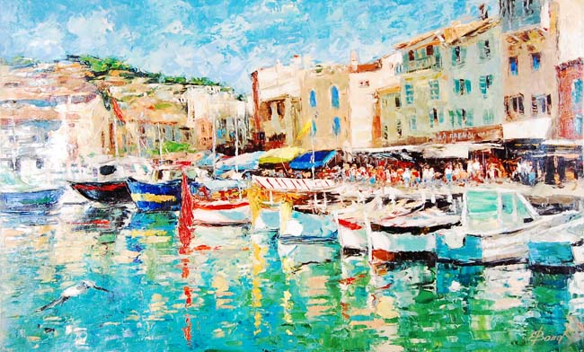 Strolling Harborside by Elena Bond UNFRAMED Giclee