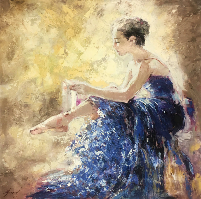 Dancer Tying her Slipper by Elena Bond UNFRAMED Mixed Media