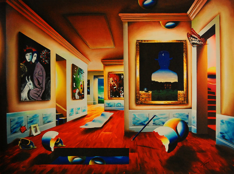 Interior with Magritte - Ferjo LTD Edition Giclee On Canvas UNFRAMED