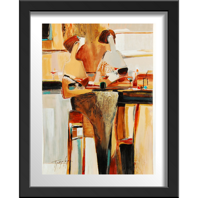 Ladies Lunch By Yuri Tremler Abstract Figurative Hand Signed Original Print Framed