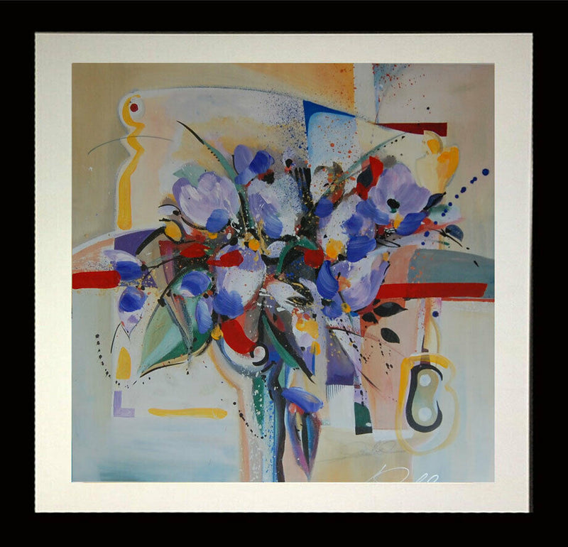 Untitled Flowers II - Gockel Original Framed Hand embellished Mixed Media