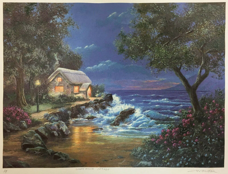 Lighthouse Cottage By Andrew Warden Original Framed Print Hand Signed Edition
