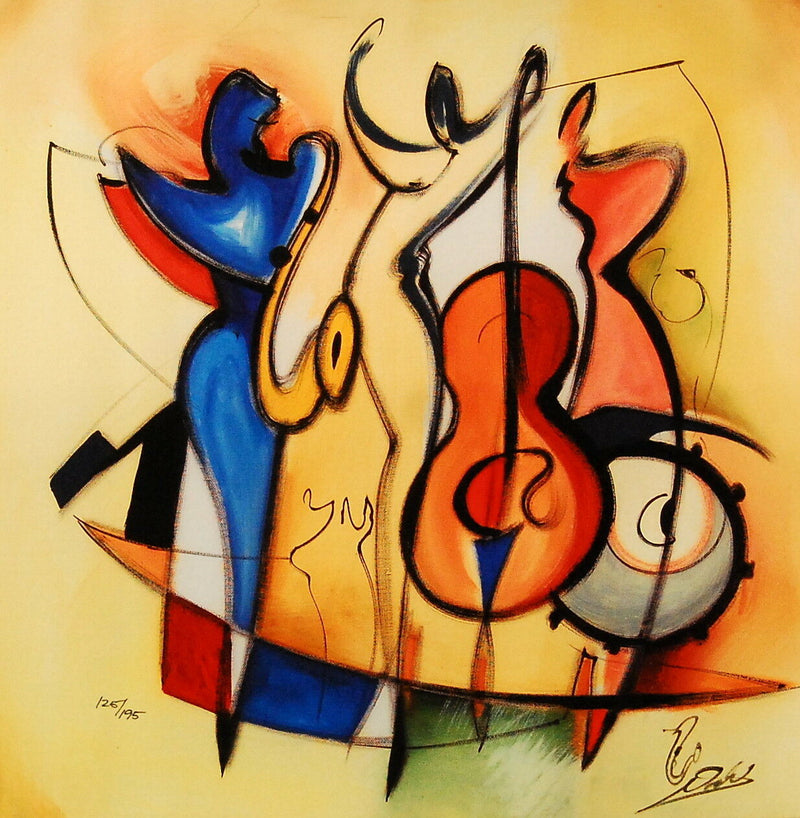 "Jazz Trio" by Alfred Gockel Fine-Art on Canvas Abstract Music)