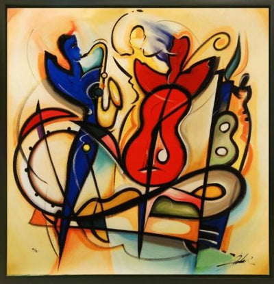 Encore by Alfred Alex Gockel Framed Fine Art on Canvas Abstract Figures Music