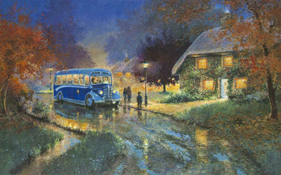 Blue Bus By Andrew Warden Original Framed Print Hand Signed Edition Of 25