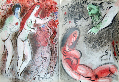 Eve is Accursed By God by Marc Chagall Double Page Original Color Lithograph