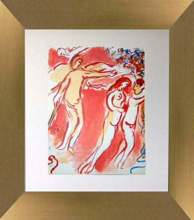 Adam and Eve Hunts of the Terrestrial Paradise by Marc Chagall Original Color Lithograph