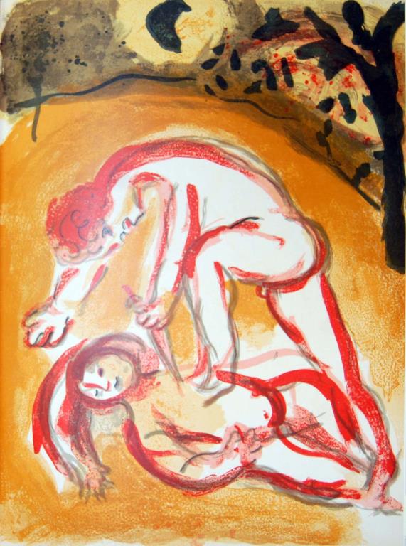 Cain Meyrtrier by Marc Chagall Original Color Lithograph