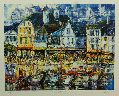 Honfleur By Duaiv - Framed Fine Art Lithograph Contemporary City