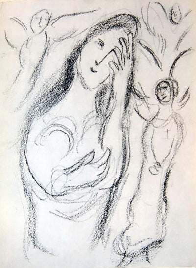 Sara And The Angels / The Woman of Lot by Marc Chagall Original Lithograph 1960