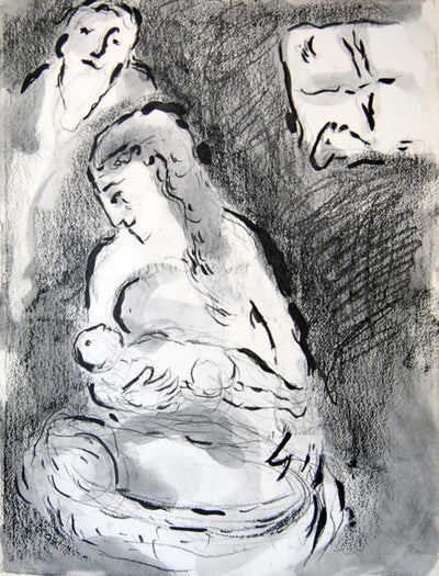 Birth Of Isaac / Agar Chassee by Marc Chagall Original Lithograph 1960