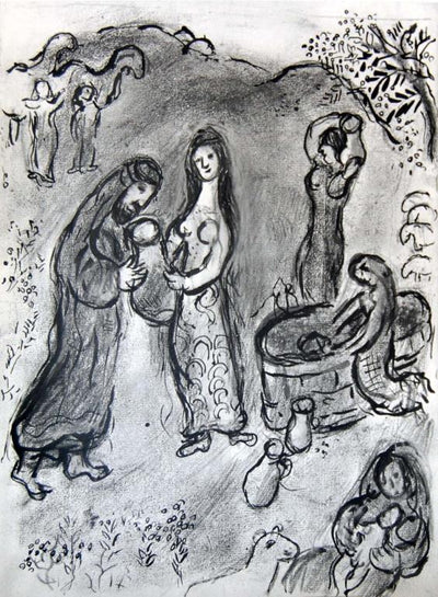 Rebecca Gives A Drink To The Servant Of Abraham by Marc Chagall Original Lithograph 1960