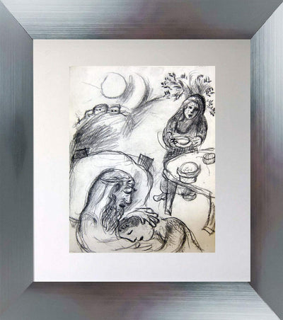 Rebecca Blesses Jacob / Both Girls From Laba by Marc Chagall Original Lithograph 1960