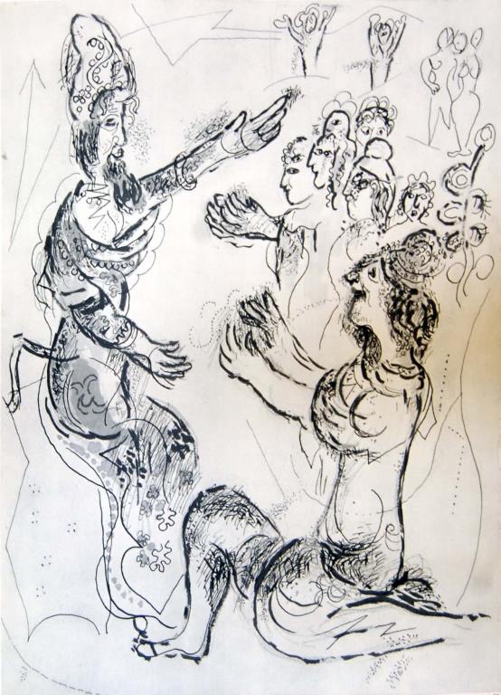 The Pharaoh And The Hebrew / Moses by Marc Chagall Original Lithograph 1960