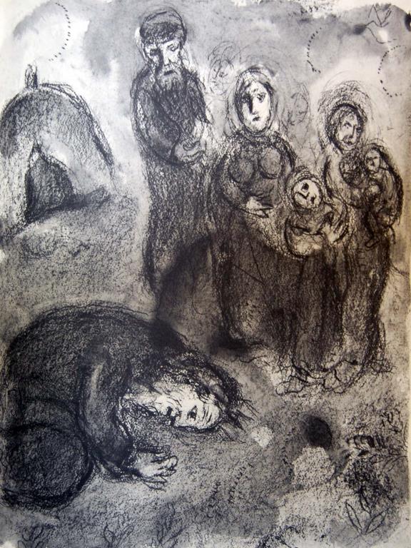 Jethro Brings Back Zipporah to Moses by Marc Chagall Original Lithograph 1960