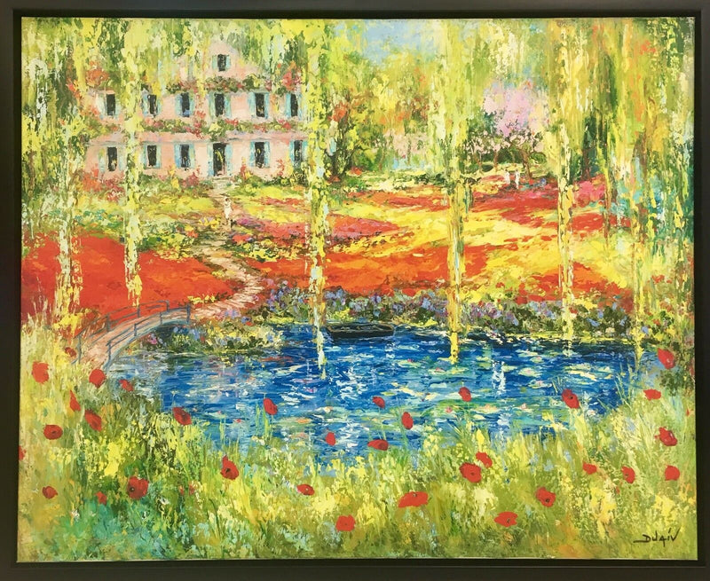 Monet Garden By Duaiv - Framed Art On Canvas Flower Impressionist Landscape