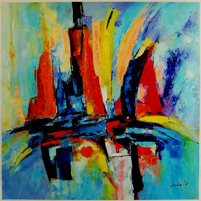 Splashes Abstract Sails By Duaiv - Framed Fine Art Canvas Original LTD ED Hand Signed