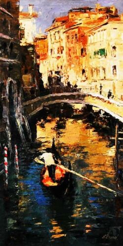 The Lone Gondolier by Elena Bond - Fine Art on Canvas, Venice Italy 