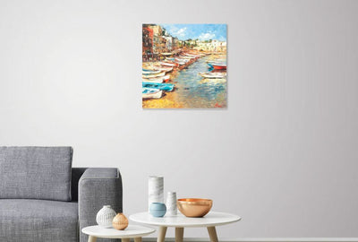 Mediterranean Fishing Boats By Elena Bond - Fine Art On Canvas Seascape