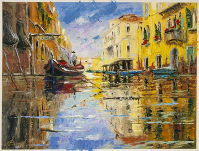 The Red Gondola By Elena Bond - Decorative Framed Fine Art