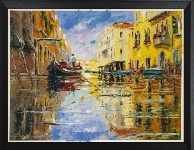 The Red Gondola By Elena Bond - Decorative Framed Fine Art