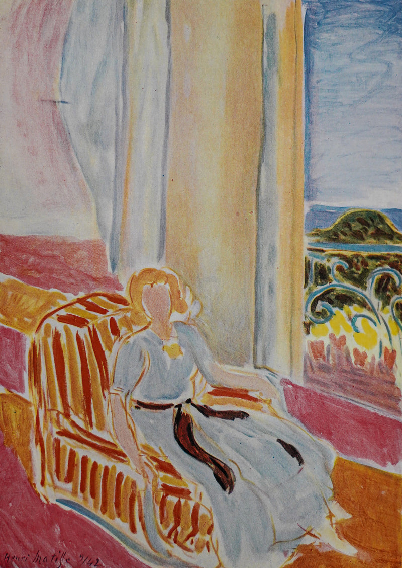 Jeune Fille Devant la Fenetre, Robe Blanche et Ceinture Noire by Henri Matisse 1943