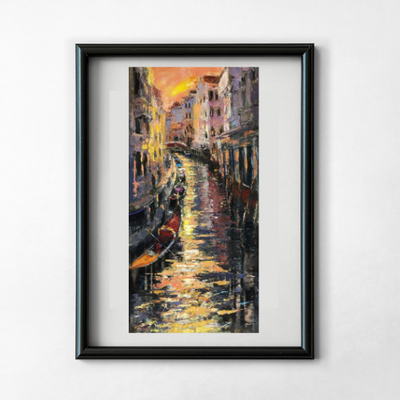 Warm Venice (Venice Series) - Elena Bond - Framed Mixed Media Art Work