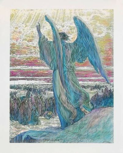 Angel and Joshua By Guillaume Azoulay - Original Giclée On Canvas Hand Signed