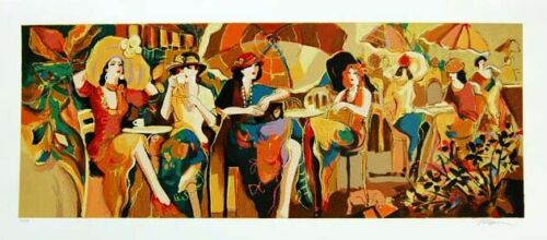 Cafe Panorama By Isaac Maimon - 2005 Signed Serigraph With Frame And COA