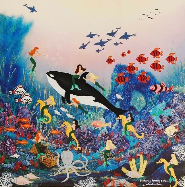 Seafaring Sorority Sisters By Jane Wooster Scott - Original Framed Hand Signed