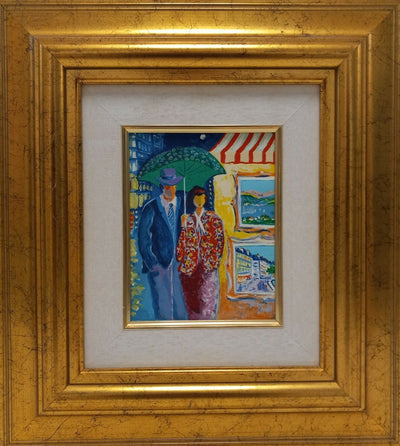 Couple Au Parapluie By Jean Claude Picot - Signed Framed Contemporary Fine Art