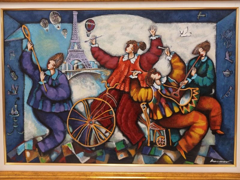 Playing By The Seine By Michael Kachan - Framed Signed Contemporary Fine Art