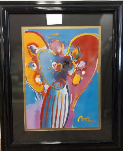 Angel With Heart On Blends By Peter Max - Framed Contemporary Fine Art Signed