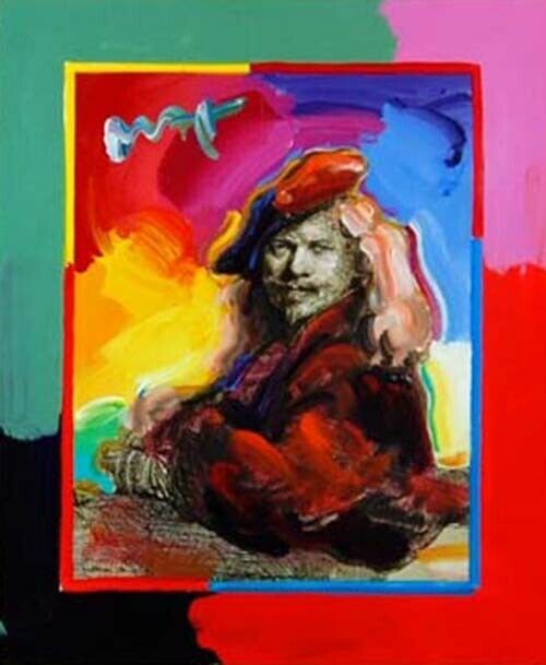 Peter Max, Masters Suite: Portrait of Rembrandt Van Rijn - Framed Fine Art Signed