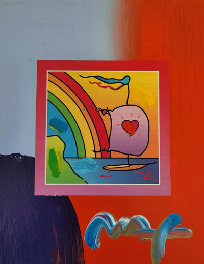 Sailboat with Heart on Blends By Peter Max - 2007 #1283 (Framed Original Painting)