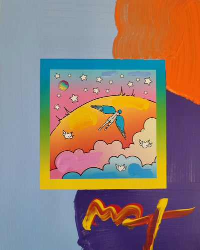 Angel Clouds On Blends By Peter Max - #439 Framed Original Painting Signed