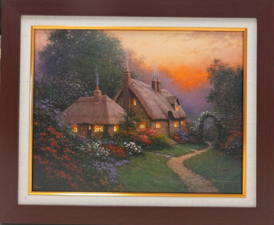 Heather's Cottage By Sergon - Original Framed Signed Fine Art Giclee On Canvas