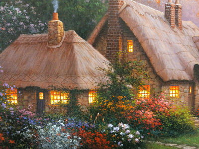 Heather's Cottage By Sergon - Original Framed Signed Fine Art Giclee On Canvas
