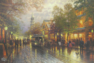 Evening On The Avenue By Thomas Kinkade - 2011 Signed In Plate Offset lithograph