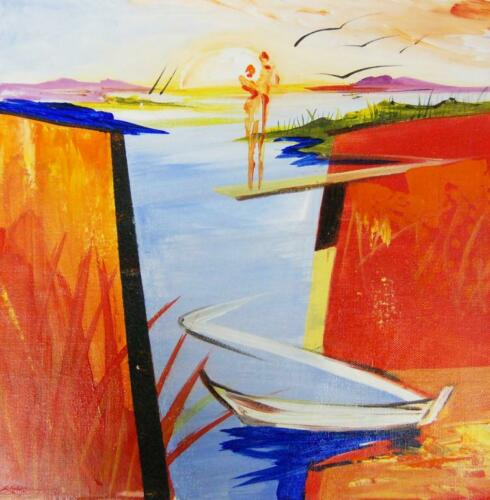Boat 2 by Alfred "Alex" Gockel Fine Painting Art on Canvas