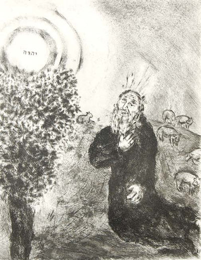 God Speaks Through the Burning Bush by Marc Chagall