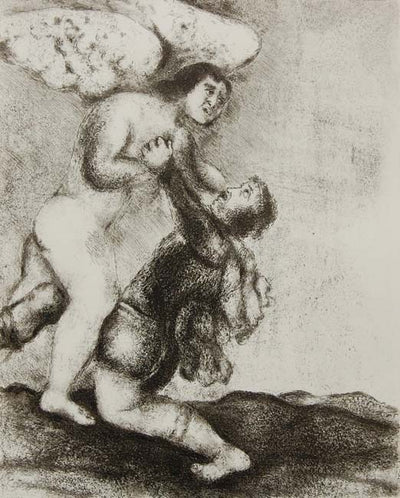 Jacob Wrestles with an Angel by Marc Chagall