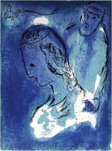 Abraham and Sarah by Marc Chagall Original Color Lithograph 1956