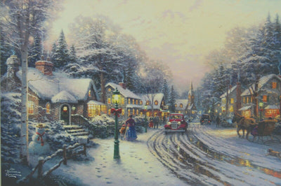 Village Christmas By Thomas Kinkade 2011 Signed In Plate Offset Lithograph